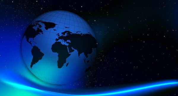 Abstract globe of the world and stars background